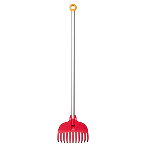 Fiskars Rastrello Per Bambini, Con 11 Denti, Lunghezza: 86 Cm, Plastica/Manico In Alluminio, Fucsia/Arancione, Myfirst Fiskars, 1001419
