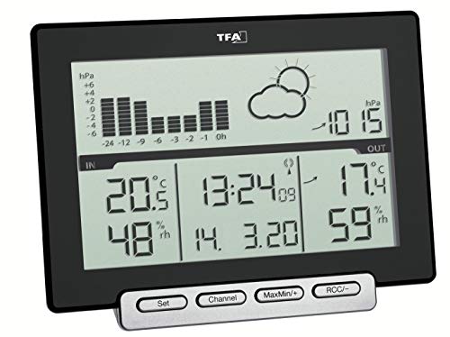 Stazione Meteo Wireless Tfa Dostmann Meteo Sens, Con Trasmettitore Esterno Igrotermico, Previsioni Del Tempo, Nero