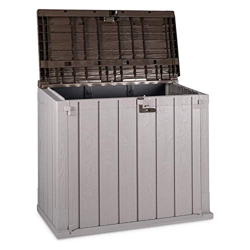 Toomax Baule Stora Way Plus Xl, Portattrezzi Da Esterni, In Polipropilene Riciclato Con Effetto Legno, 1270L, Art, 101, Colore Grigio Talpa/Marrone