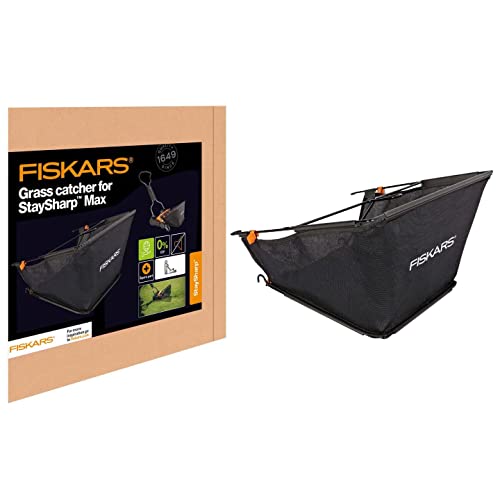 Fiskars Raccoglierba Per Tosaerba Fiskars Staysharp Max, Capacità: 18 Litri, Staysharp, Nero/Arancione, 1000592