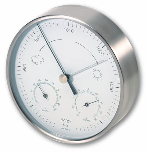 Tfa Dostmann Stazione Meteo Analogica, Per Interni Ed Esterni, 20.2027.60 Barometro, Termometro, Igrometro, Resistente Alle Intemperie, Argento, Dalla