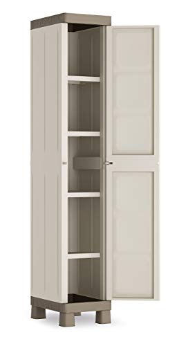 Keter Armadio 1 Anta Excellence, 4 Ripiani Regolabili, Beige/Tortora, 33X45X182 H Cm