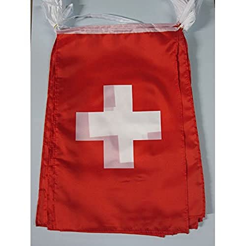 Az Flag Ghirlanda 12 Metri 20 Bandiere Svizzera 45X30Cm - Bandiera Svizzera 30 X 45 Cm - Festone Bandierine