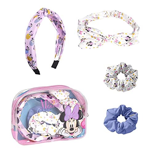 Cerdá Life'S Little Moments - Neceser Transparente Con Accesorios Para El Pelo De Minnie Mouse - Licencia Oficial Disney, Multicolor