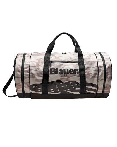 Blauer Borsone Weeke Doppio Manico Unisex Uomo Off-White Beige Duffle Bag Spaziosa Per Week-End Viaggio Con Bandiera Americana