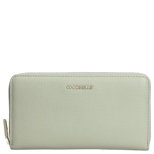 Coccinelle Metallic Soft Wallet Grained Leather Celadon Green