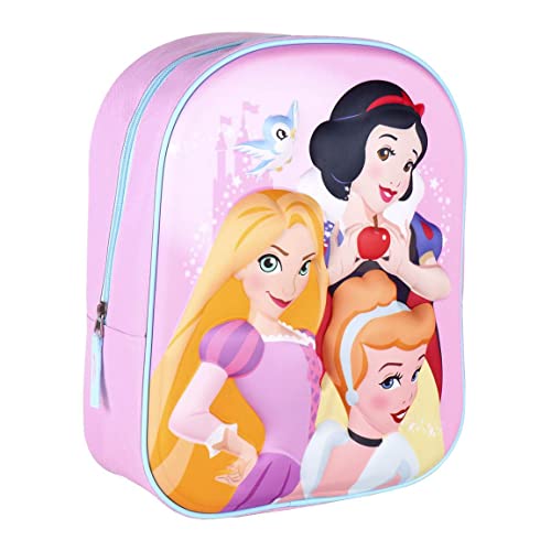 Cerdá Mochila 3D Infantil De Princesas Bosillo Unico-Licencia Oficial Disney, Unisex Niños, Multicalor, Normal
