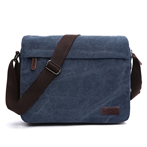 Losmile Borse A Spalla Da Uomo,Borse Messenger Di Tela, Borse Per Pc Portatili, Borsa A Tracolla, Per Lavoro E Scuola. (L-Blu)