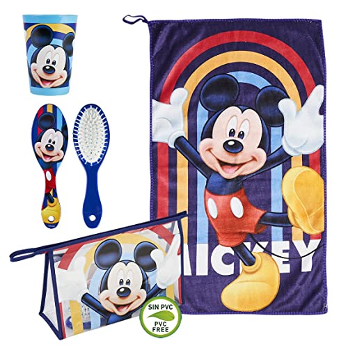 Cerdá Life'S Little Moments - Neceser Infantil Transparente De Mickey Mouse Compuesto De [ Vaso De Plástico Cepillo De Pelo Toalla Microfibra] Licenci