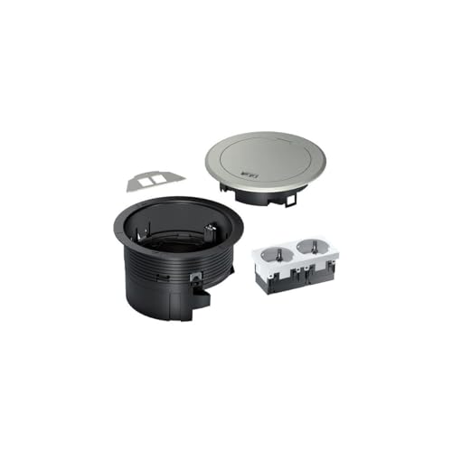 Hager Bsr02D01 - Scatola Di Installazione R02, 2 X Schuko, Keystone Tipo 01 2 F, Coperchio In Metallo, Colore: Argento