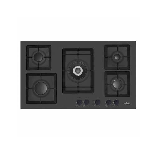 Elleci Pgsp90140Cs - Piano Cottura A Gas N° 5 Fuochi Granitek Nero
