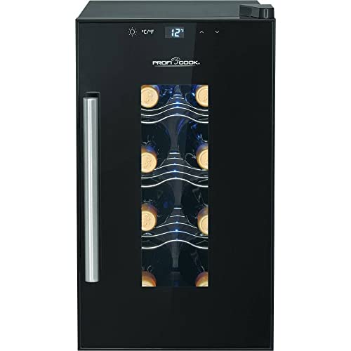 Proficook Frigorifero Per Vino Rosso, Bianco E Rosa, Per 8 Bottiglie, Display Lcd, In Acciaio Inox Nero, Pc-Wk 1232