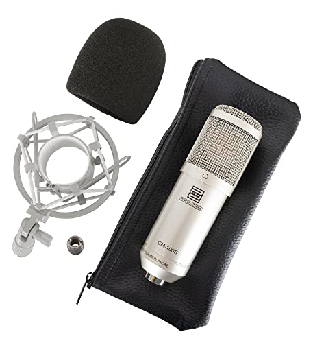 Pronomic Cm-100S Microfono A Condensatore - Mic A Diaframma Largo Da 34 Mm Con Supporto Shock E Antivento - Registrazione, Podcasting, Voice Over, Str