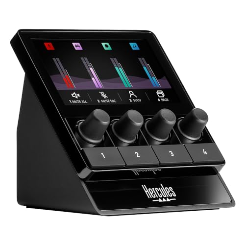 Hercules Stream 100, Intuitivo Controller Audio Per Gestire I Livestream In Tempo Reale, Fino A 8 Brani, Schermo Lcd, Codificatori Ad Alta Risoluzione