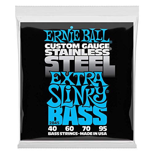 Ernie Ball, Extra Slinky Stainless Steel, Corde Per Basso Elettrico, Diametro 40-95