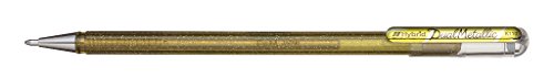 Pentel K110 Dual Metallic Hybrid Dual Metallic Gel Roller, Glitzer Gel, 1 Pezzi, 2 Diversi Colori, Effetto Viva/Carta Rosse 0,5Mm Gold