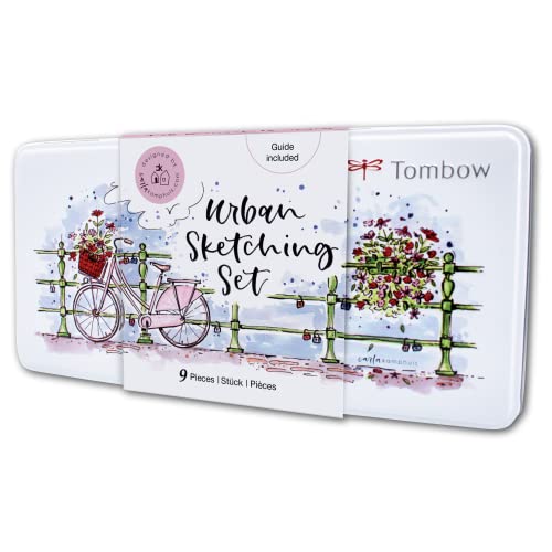 Tombow Urban Sketching Set | 9 Prodotti Creativi | Istruzioni Passo Passo | Progettato Dall'Artista Carla Kamphius [Set Urban]