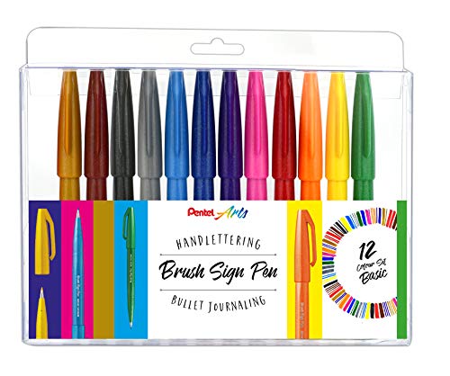 Pentel Ses15-12 Brush Sign - Rotuladores (12 Unidades, Punta Tipo Pincel)