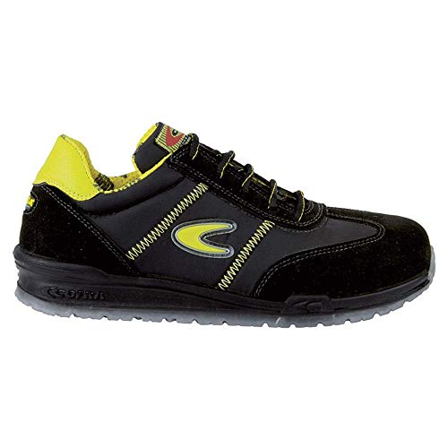 Cofra 78400-000 - Scarpe Di Sicurezza S1P Owens Corsa Sportiva Di Grandi Taglia 42, Nero/Giallo, Nero - 000