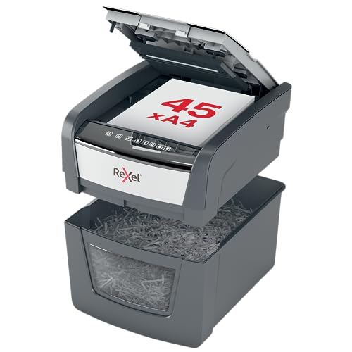 Rexel Optimum Auto Feed+ 45X, Distruggidocumenti Automatico, 45-50 Fogli (80-70 Gr/Mq), Taglio A Frammento, Livello Di Sicurezza P-4, Per La Casa E Pe