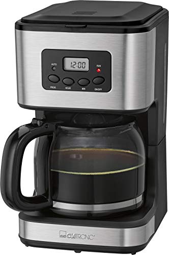 Clatronic 263337 Ka 3642 Macchina Per Caffè Con Filtro Per 12 – 14 Tazze, 1,5 L, Acciaio Inossidabile, Timer, Inox Nero, Cups