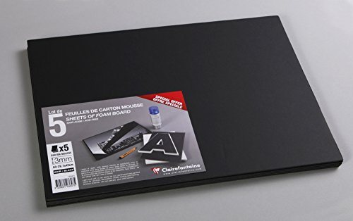 Clairefontaine 193647C - Confezione Di Carton Mousse 5 Fogli 29,7X42 Cm, Spessore 3 Mm, Nero