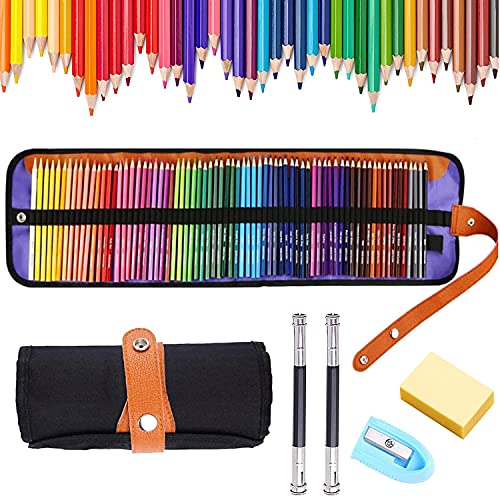 Joyboy Matite Colorate Professionali, 72 Matite Colorate Acquerellabili, Con Gomma, 2 Prolunghe Di Matita, Temperino E Astuccio In Tela Pieghevole, Id
