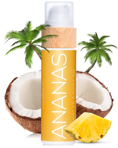 Cocosolis Ananas Acceleratore D'Abbronzatura Biologico - Olio D'Abbronzatura Biologico Con Vitamina E E Profumo Di Ananas Per Un'Abbronzatura Rapida,