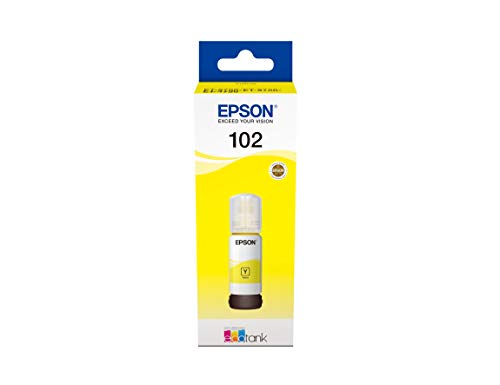 Epson Serie 102 Ecotank, Flaconi Di Inchiostro A 4 Colori, Inchiostri Dye E A Pigmenti, 70 Ml, Giallo
