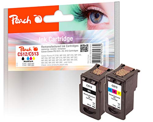 Peach Multi Pack, Compatibile Con Canon Pg-512, Cl-513