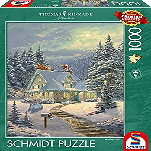 Schmidt Spiele 59935 Thomas Kinkade, On Christmas Evening, 1000 Piece Jigsaw Puzzle, Multicolore