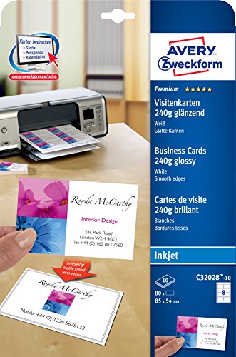 Avery Zweckform Quick & Clean Visitenkarten, Glänzend