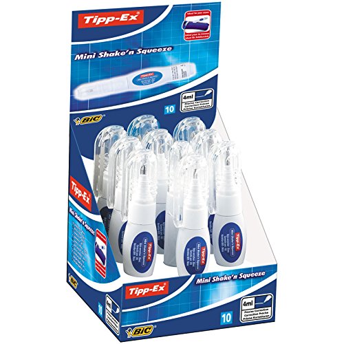 Tipp-Ex Bianchetto Liquido, Shake 'N Squeeze, Correttore A Penna (8 Ml), Confezione Da 10, Fornitura Cancelleria Scuola E Ufficio