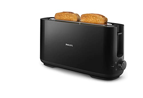 Philips Hd2590/90 Tostapane Daily Nero, 1 Fessura Extra Lunga, Pulsante Riscaldo