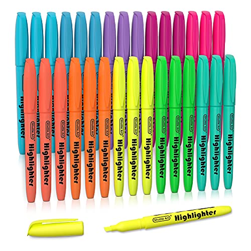 Evidenziatori A Penna,Shuttle Art 30 Pack Set Evidenziatori Colori Assortiti,10 Colori Punta A Scalpello Asciugatura Rapida Evidenziatore Non-Tossico