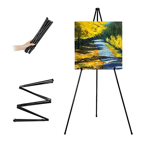 Vaiigo Cavalletto Pittura Portatile Cavalletto Regolabile In Metallo, Altezza 168 Cm Cavalletto, Per Pubblicità, Pittura, Fiere (1Pack Nero)