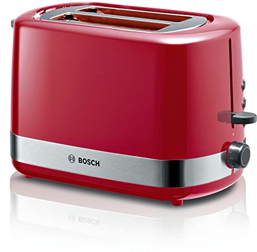 Bosch Comfortline Tat6A514 - Tostapane Compatto Per 2 Fette, Con Funzione Scongelamento/Riscaldamento, 800 W, Rosso