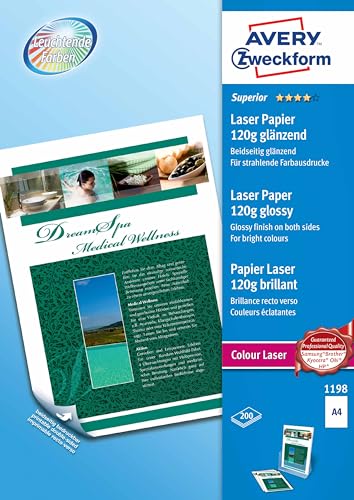 Avery Italia Instant Dry Technology- Carta Fotografica Lucida Per Stampanti Laser, 210 X 297, 200 Pezzi