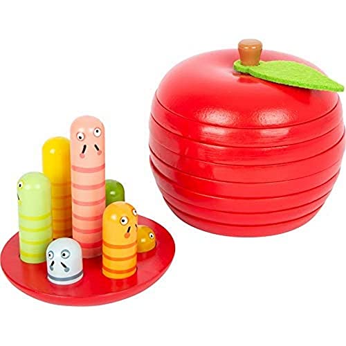 Small Foot Small Foot-11915 Didattico Logistecca Mela, Con Simpatico Bruco Colorato, Gioco D'Incastro, Per Bambini Dai 3 Anni Toys, Multicolore, 11915