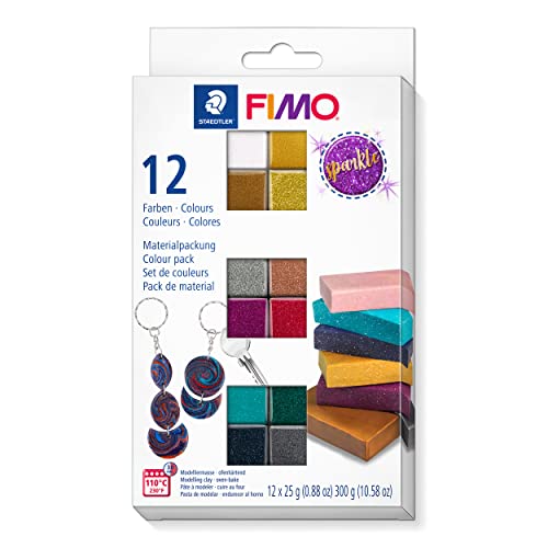 Staedtler 8013 C12-4 - Argilla Modellabile In Polimero Indurente Per Forno, Colori Assortiti, Confezione Da 12 Pezzi Da 25 G