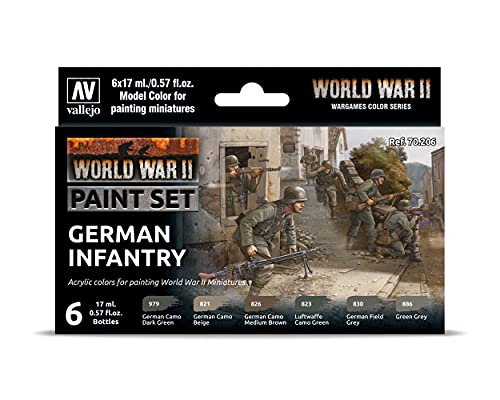 Vallejo- Farb-Set, Deutsche Infanterie, Wwii Kit Di Montaggio Per Modellino, Multicolore, 0.57 Fl Oz (Pack Of 6), 070206