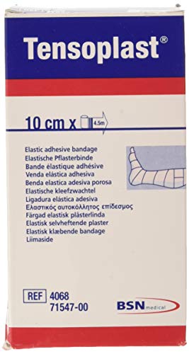 Bsn - Benda Elastica Adesiva Tensoplast, Bordi Morbidi E Materiale Adesivo Poroso, Riga Centrale Gialla, Misura 4,5 M X 10 Cm, 1 Pezzo