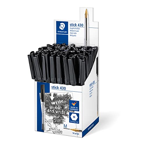 Staedtler Stick 430 M-2 Penna A Sfera Media Box Di 50 Black, 50 Pezzi