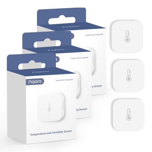 Aqara Sensore Di Temperatura E Umidità 3-Pack, Richiede Un Hub Aqara, Zigbee, Per Il Monitoraggio Remoto E La Domotica, Igrometro Termometro Wireless,