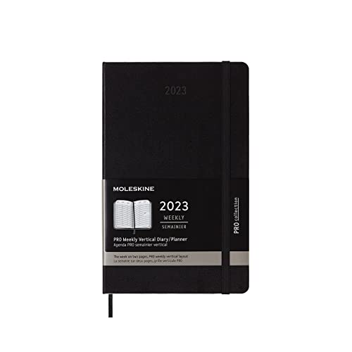 Moleskine Agenda Settimanale Professionale 2023, Agenda Settimanale 12-Mesi Con Layout Verticale E Suddivisione Oraria, Copertina Rigida, Formato Larg
