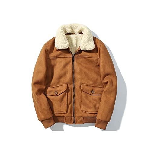Ertghh Yrf Piumino Da Uomo Invernale Da Uomo Con Colletto In Peluche Giacca Rimovibile In Pelle Scamosciata Più Piumino (Taglia : Xxxl)