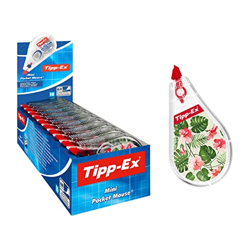 Tipp-Ex, Mini Pocket Mouse, Bianchetto A Nastro Con Decorazioni Assortite Ad Asciugatura Rapida, Correttori 6M X 5Mm, Bic, 10 Unità