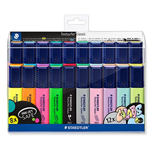Staedtler Textsurfer Classic 364 Pack De 20 Rotuladores Marcadores Fluorescentes - Punta Biselada - Trazo Entre 1Mm-5Mm - Tinta