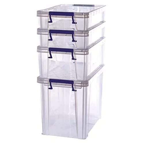 Bankers Box Prostore 4 Scatole Porta Oggetti In Plastica Con Coperchio, 2X5,5 L + 1X18,5 L + 1X10 L, Impilabili, Scatole Per Armadio Super Resistenti,