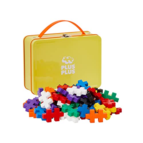 Plus-Plus-9603274 Big Box Basic, Set Di Mattoncini Da Costruzione In Pratica Scatola Metallica Con Manico, 70 Pezzi, Multicolore, 52349